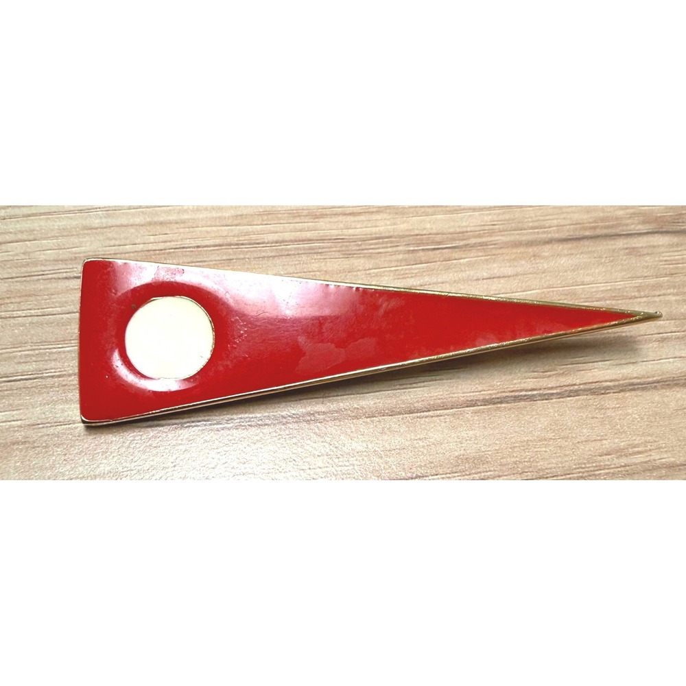 Vintage Ginnie Johansen‎ Red Enamel Brooch Mid Century Modern Mod Pin